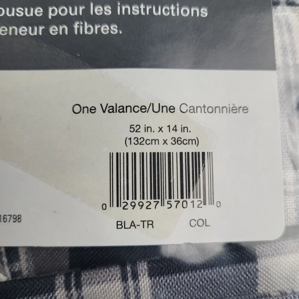 NEW No. 918 Blair farmhouse plaid semi-sheer tab top curtain valance 52x14 #BT2